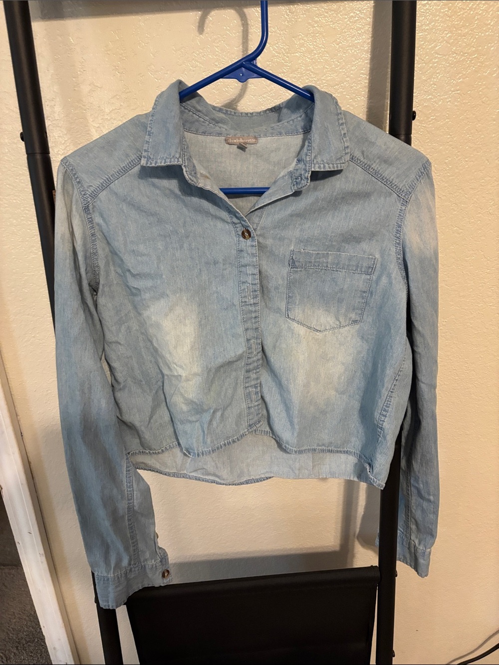 Charlotte Russe Light Blue Denim Button-Down Shirt